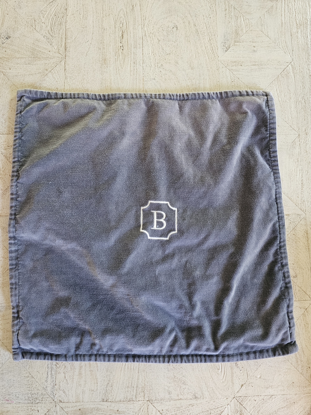 Pottery Barn Charcoal Velvet Monogrammed Throw Pillow 20x20